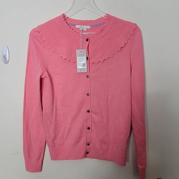 Boden Sweaters - Boden Abercorn Scallop Cardigan Sweater Pink Azalea Size 4 NWT